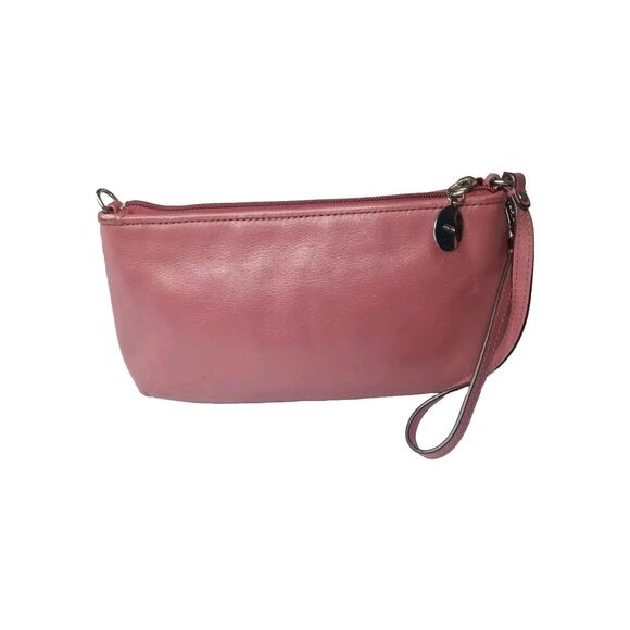 Coach Ashley Leather Wristlet Dark Pinkish Brown Large - Picture 4 of 9